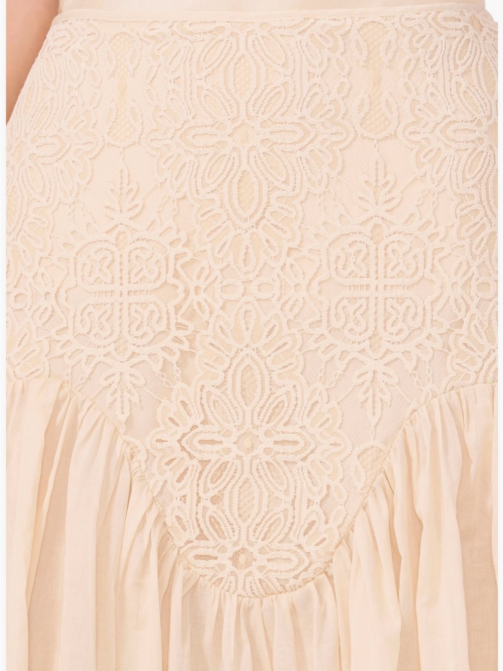 Parker Cream Lace-Panel High-Low Skirt - Picture 3 of 5